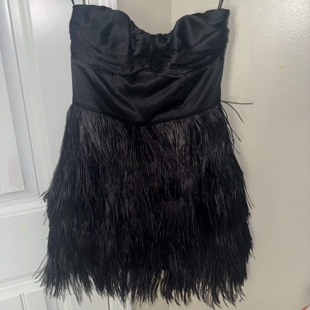 Vintage Express Black Strapless Ostrich Feathered Dress
